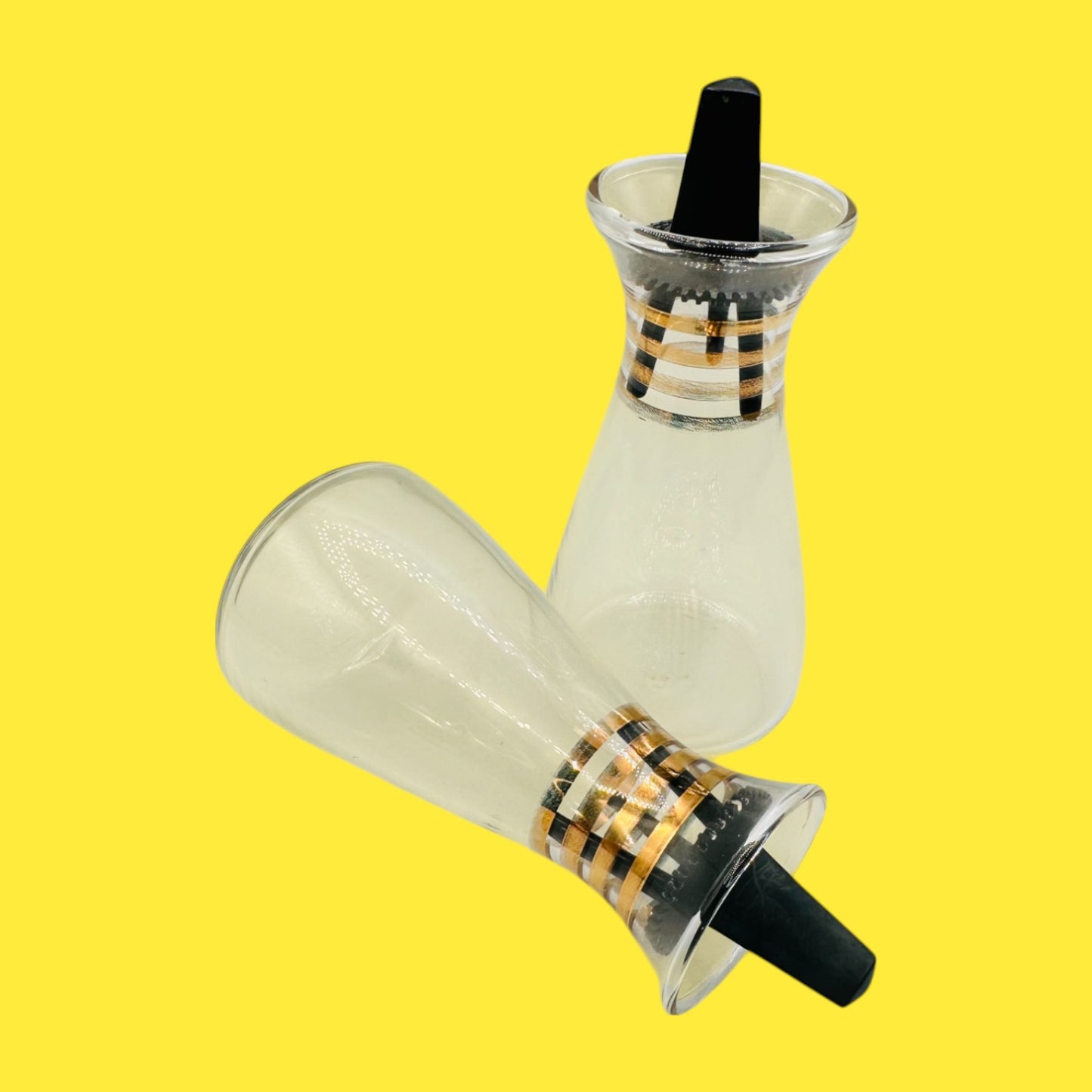 Mid-Century Modern Pyrex Gold Band Salt & Pepper Shaker Set