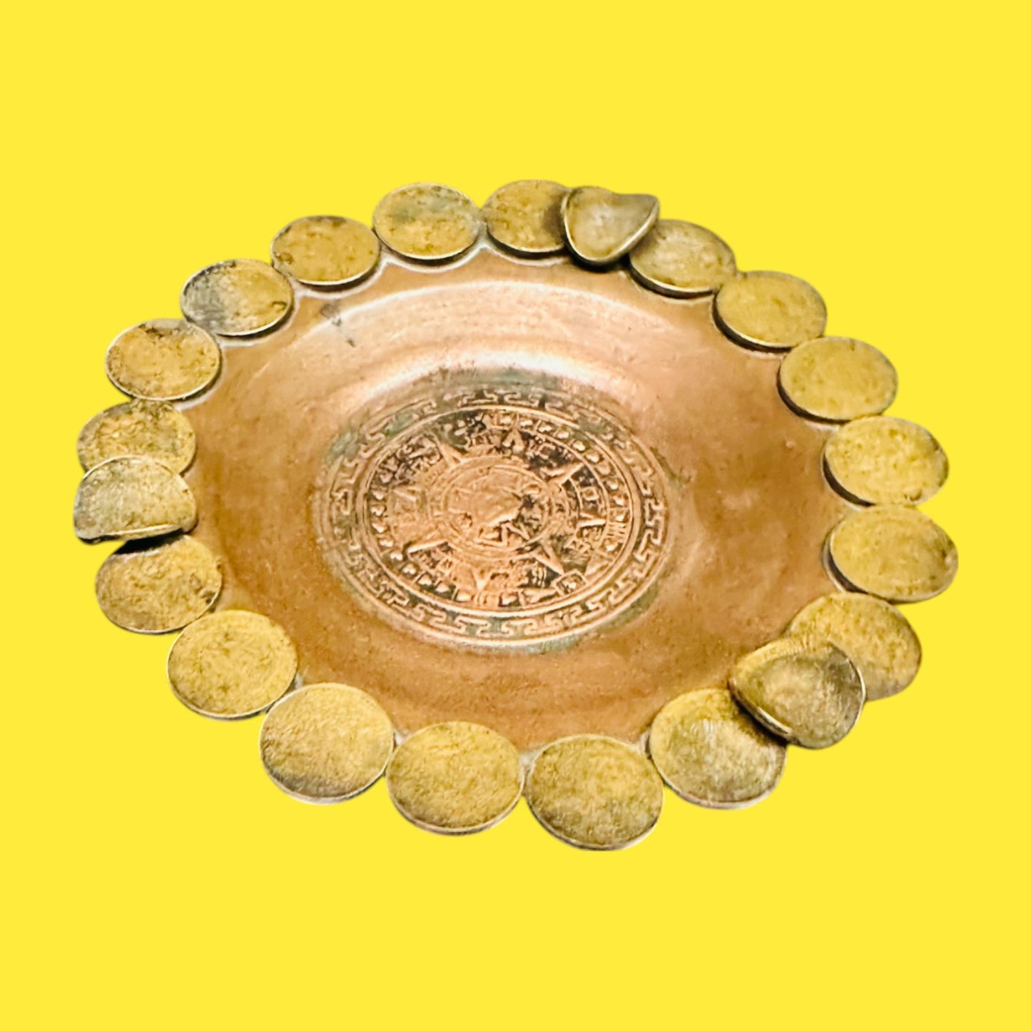Vintage 1960s Mexican Coin Ashtray - Folkart - 1975-77 Coins