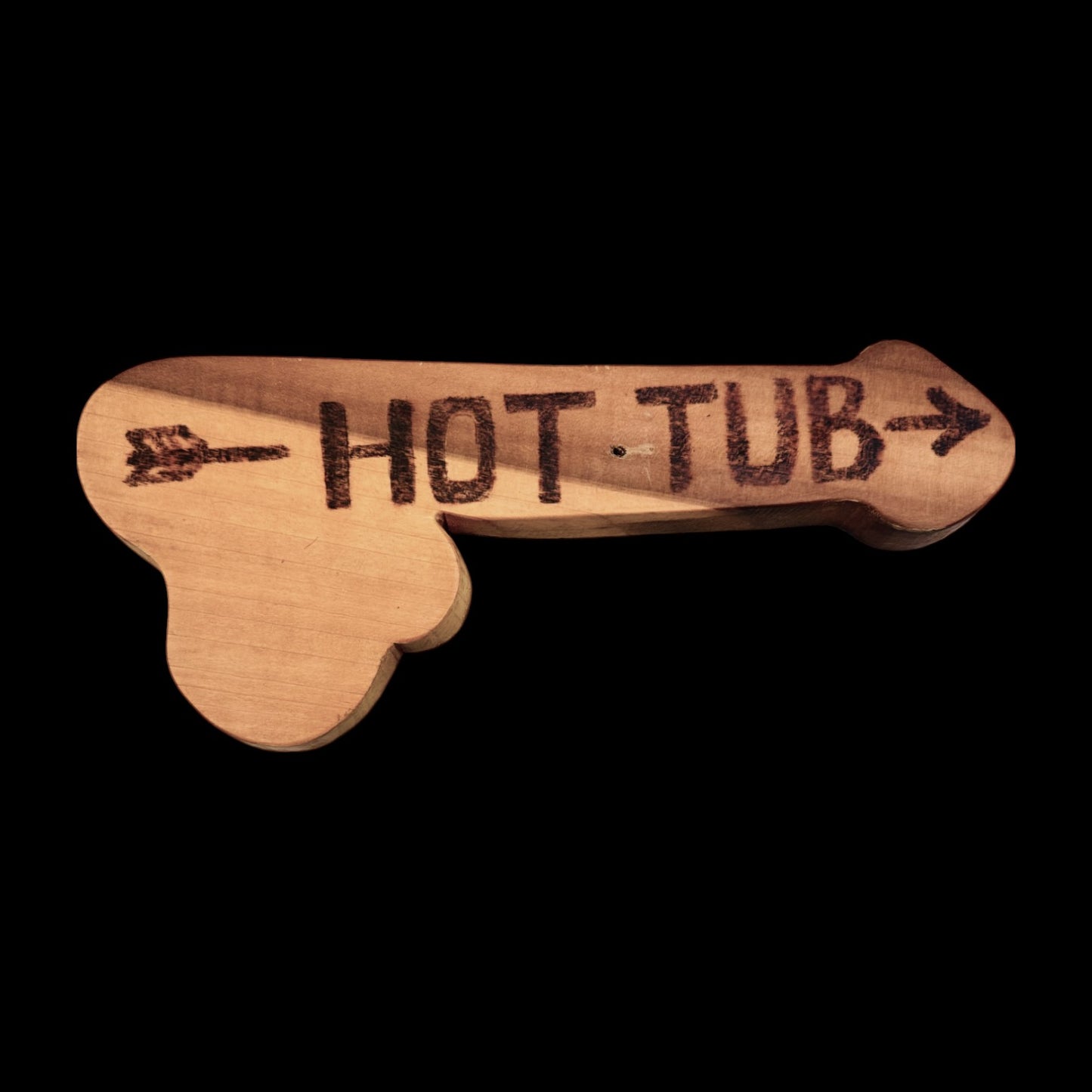 Vintage Tacky Wooden Hot Tub Penis Direction Sign