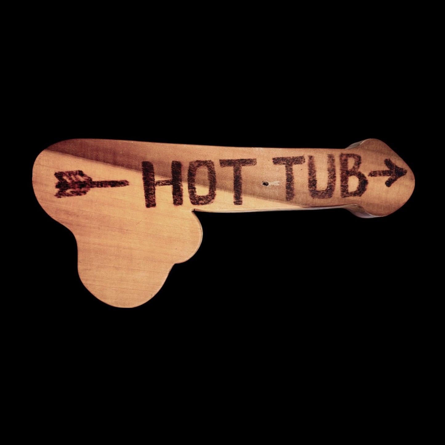 Vintage Tacky Wooden Hot Tub Penis Direction Sign