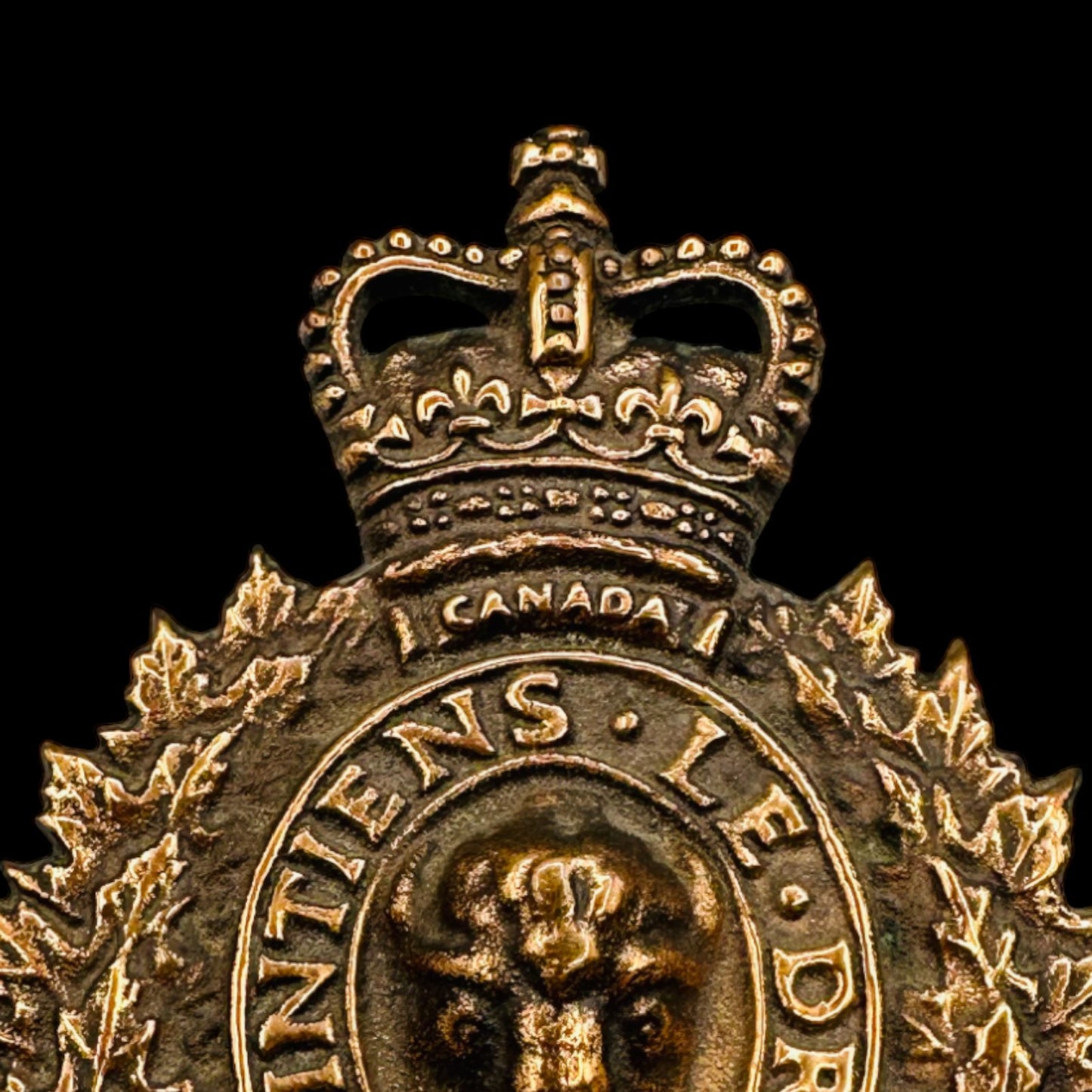 Vintage RCMP Bronze Coat of Arms Crest - Royal Canadian Mounted Police