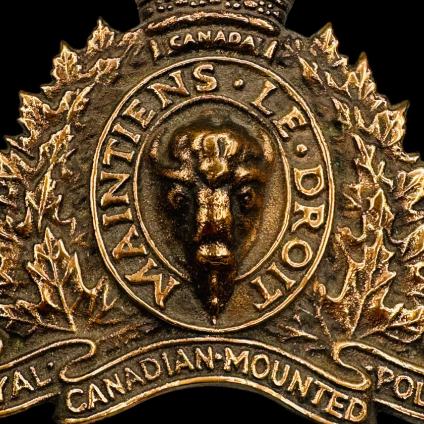Vintage RCMP Bronze Coat of Arms Crest - Royal Canadian Mounted Police