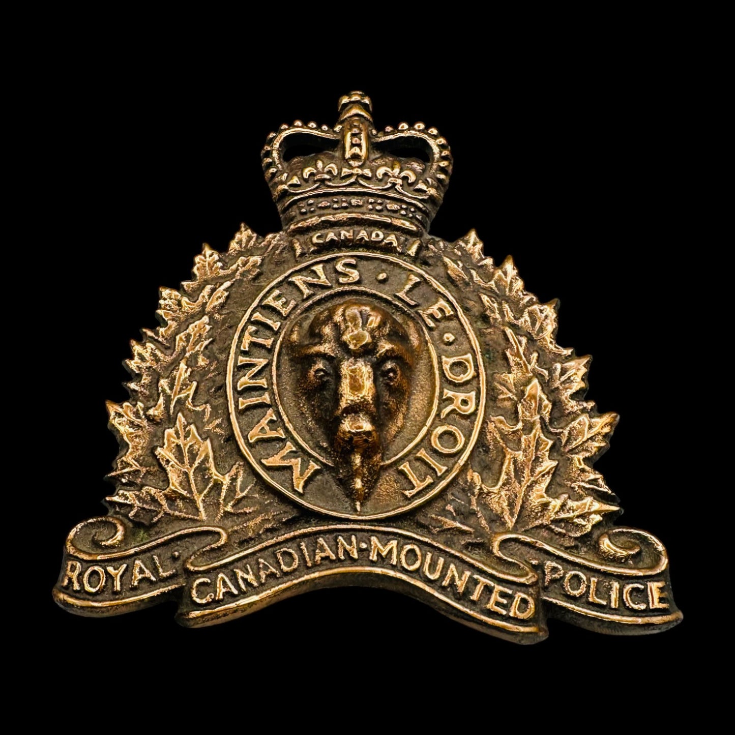 Vintage RCMP Bronze Coat of Arms Crest - Royal Canadian Mounted Police