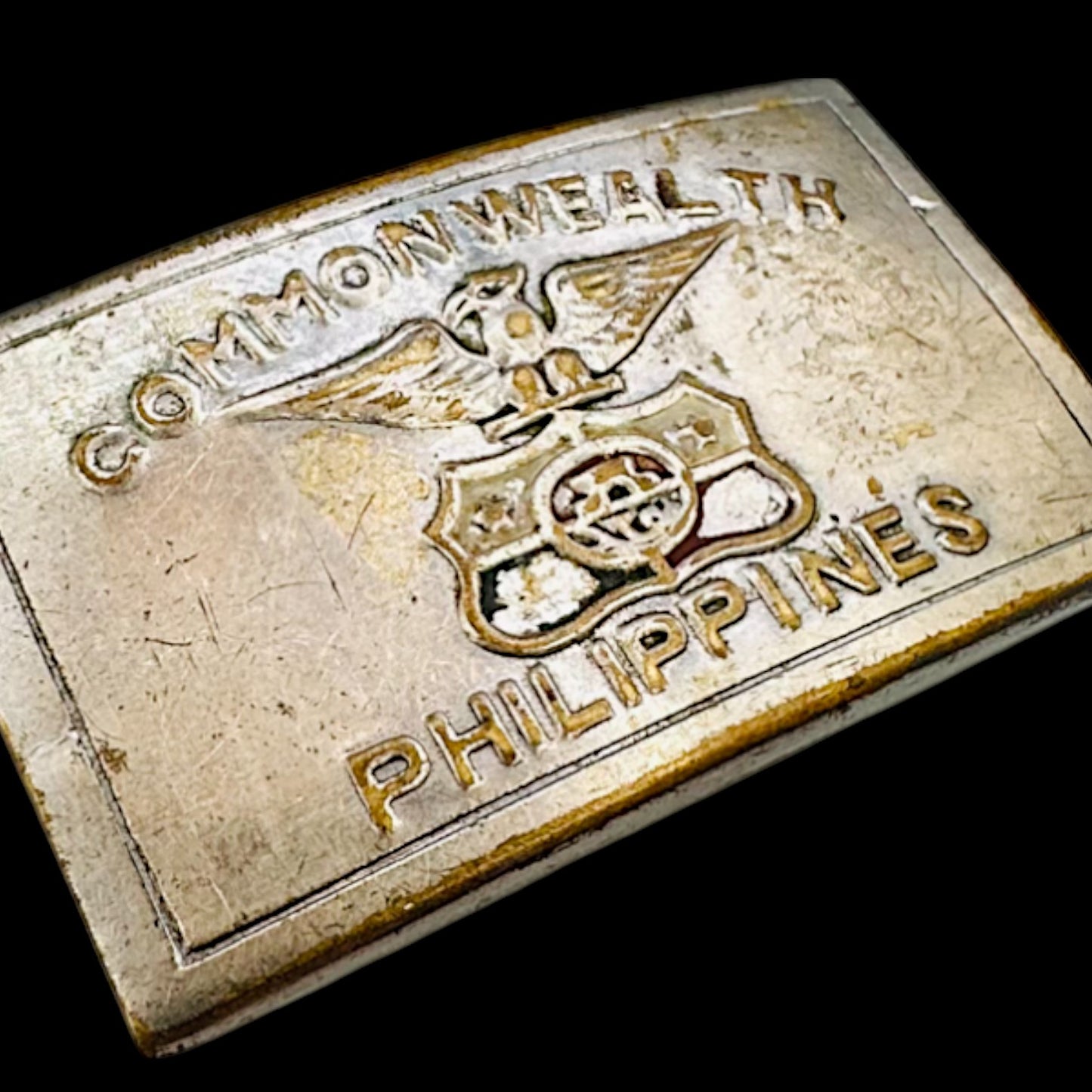 Vintage Commonwealth of the Philippines Military Belt Buckle WWII Era
