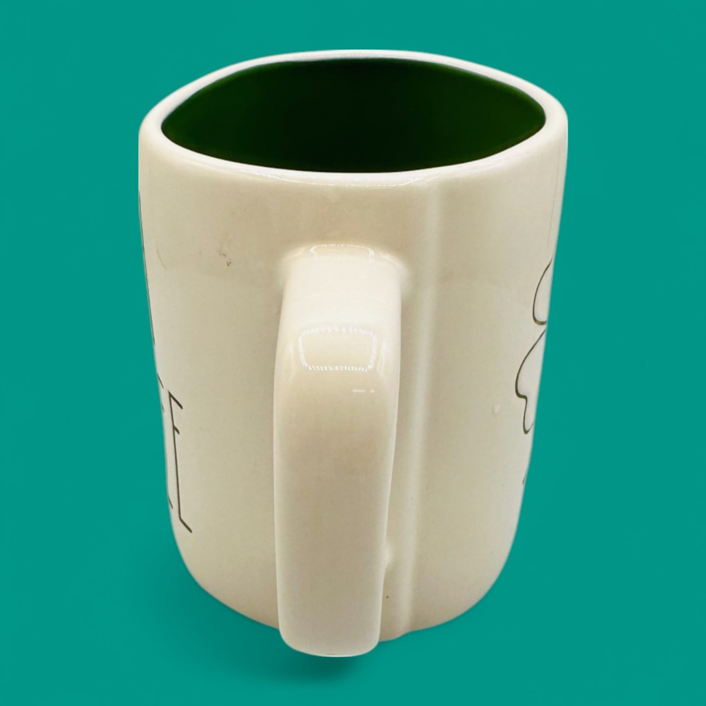 Rae Dunn Irish Coffee mug – Tall Artisan Ceramic Replacement Mug - 4 Leaf Clover