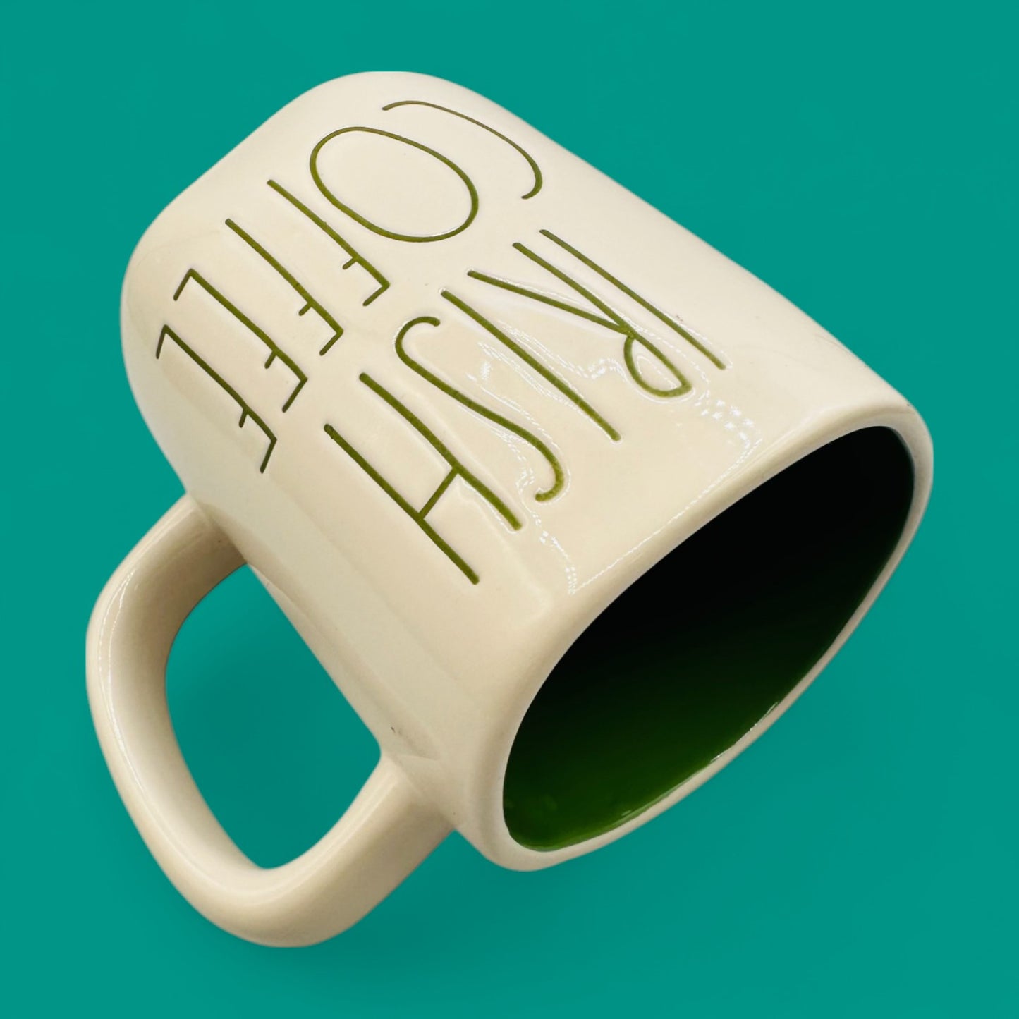 Rae Dunn Irish Coffee mug – Tall Artisan Ceramic Replacement Mug - 4 Leaf Clover