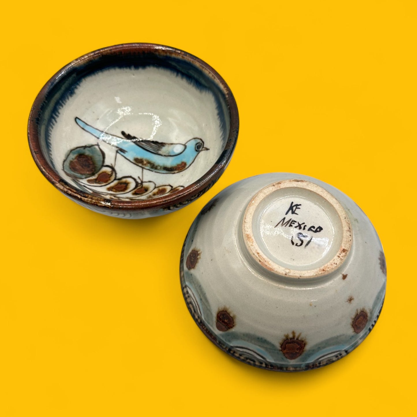 Handmade Ken Edwards Mexican Pottery Bowls – Tonala, Mexico