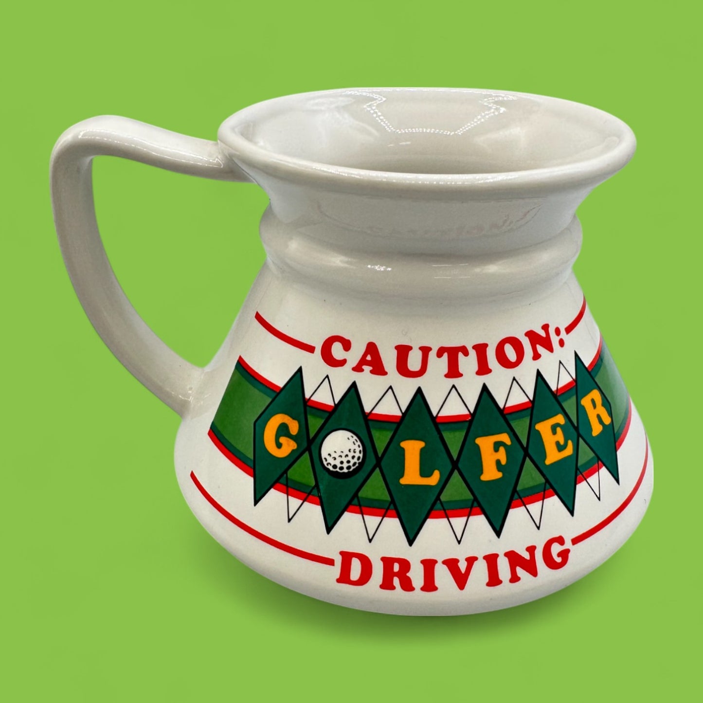 Caution Golfers Driving No Spill Vintage Mug - Classic Retro Fun