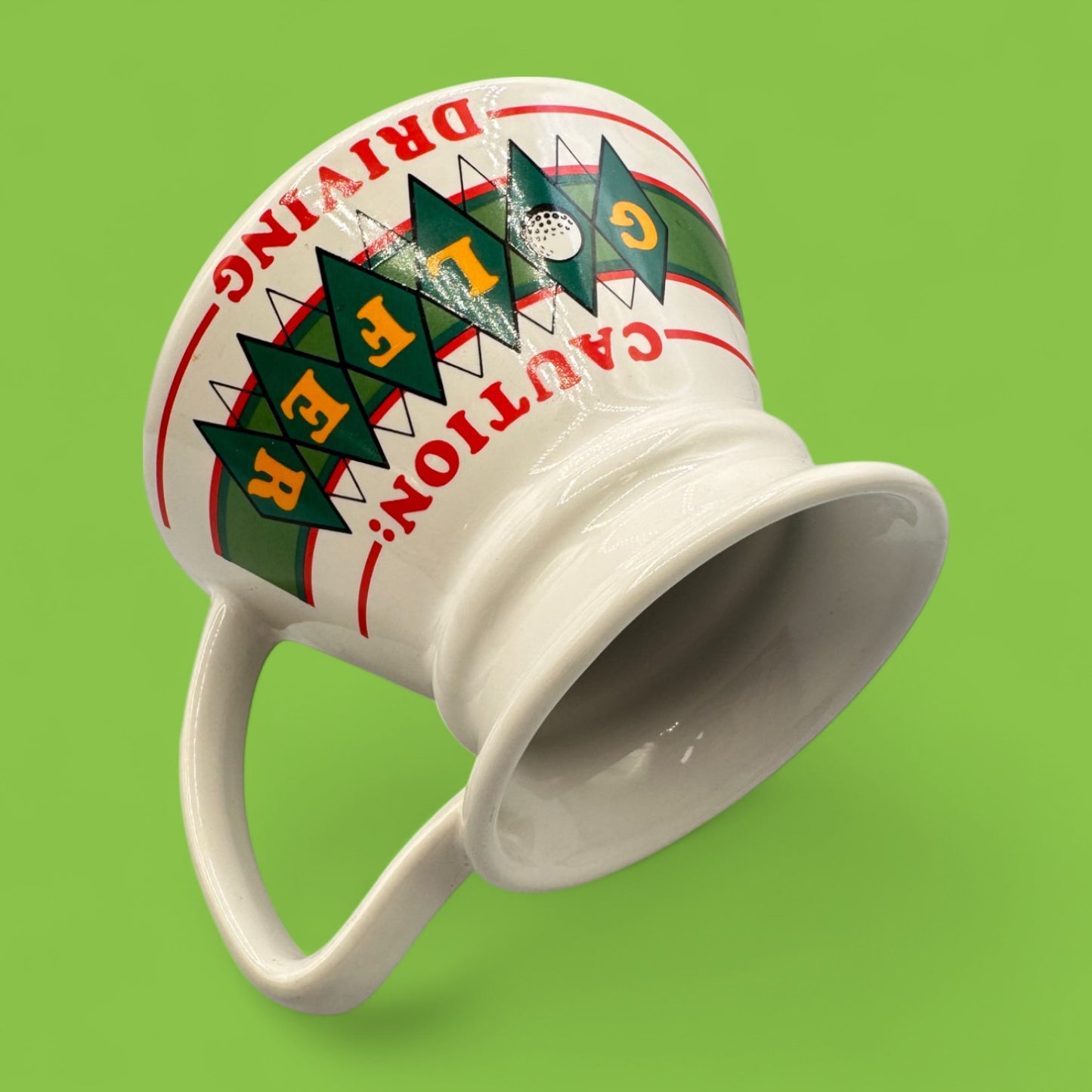 Caution Golfers Driving No Spill Vintage Mug - Classic Retro Fun