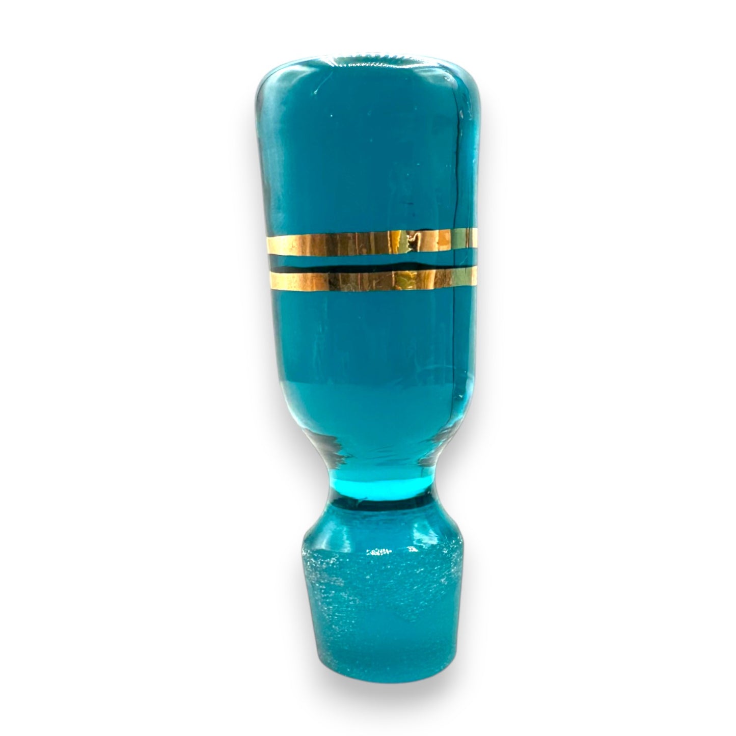 Vintage Blue Baccarat Style Decanter with Gold Filigree Design