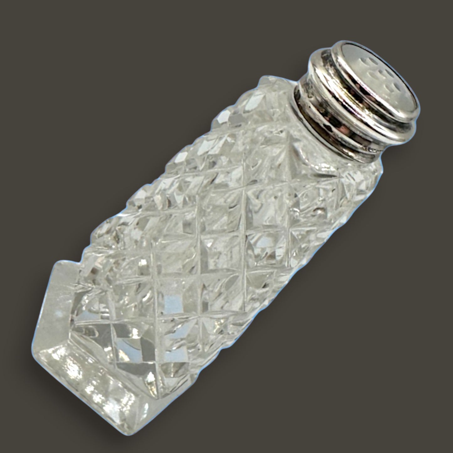 Crystal and Sterling Silver Cut Glass Salt and Pepper Shaker Set - RKS Sterling
