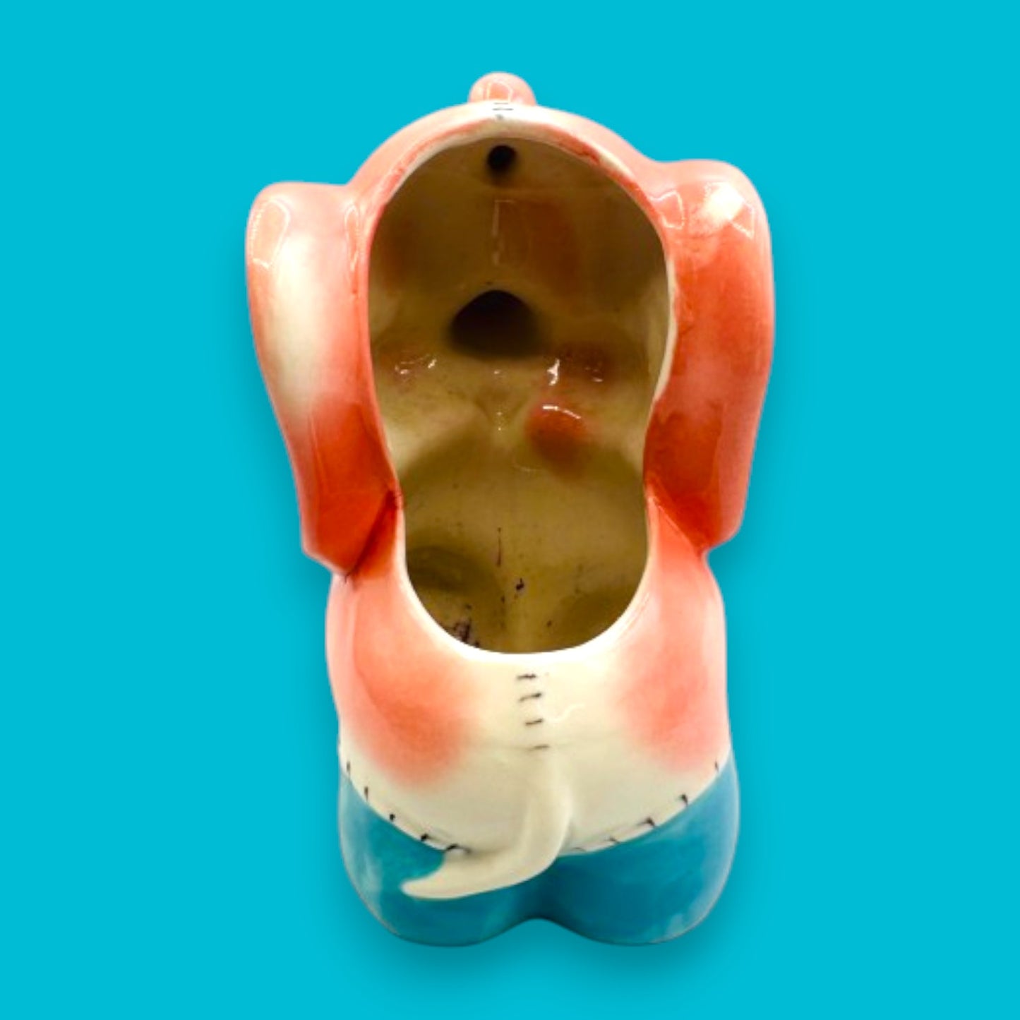 Vintage Circus Elephant Planter Pink Blue White MCM Kitsch Japan