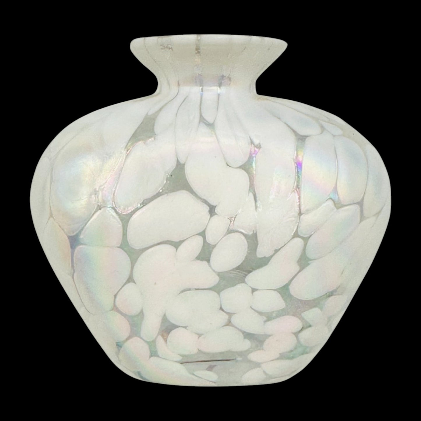 Vintage White Iridescent Perfume Bottle Art Deco Ornate Stopper Art Glass
