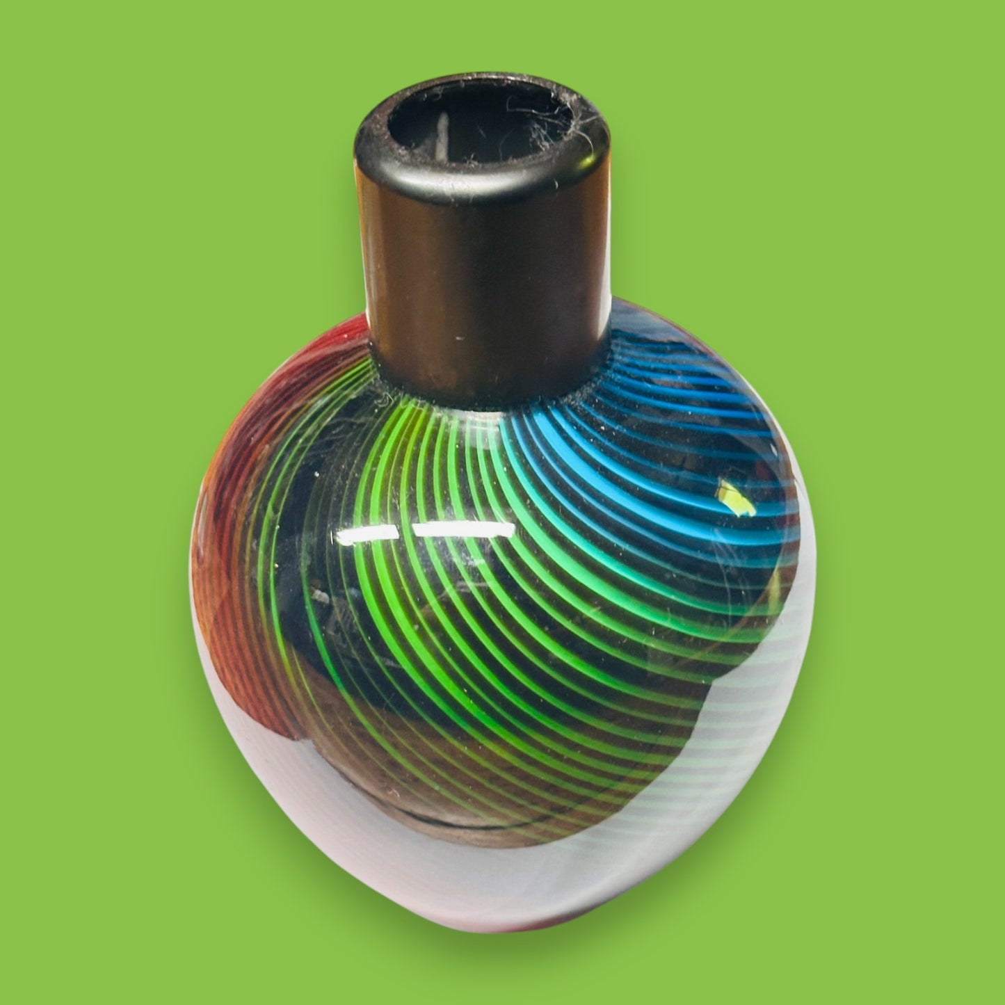 Vintage Murano Glass Vase – Black with Colorful Swirl Design