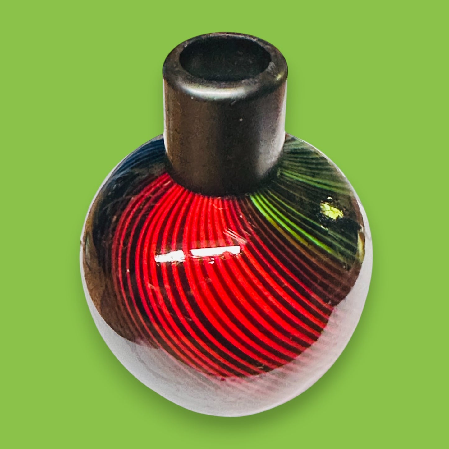 Vintage Murano Glass Vase – Black with Colorful Swirl Design