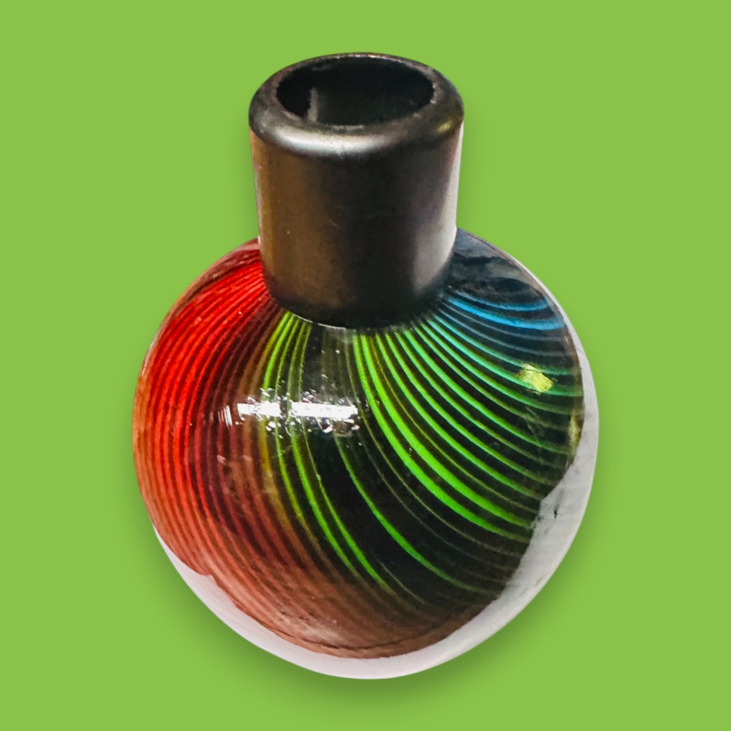 Vintage Murano Glass Vase – Black with Colorful Swirl Design