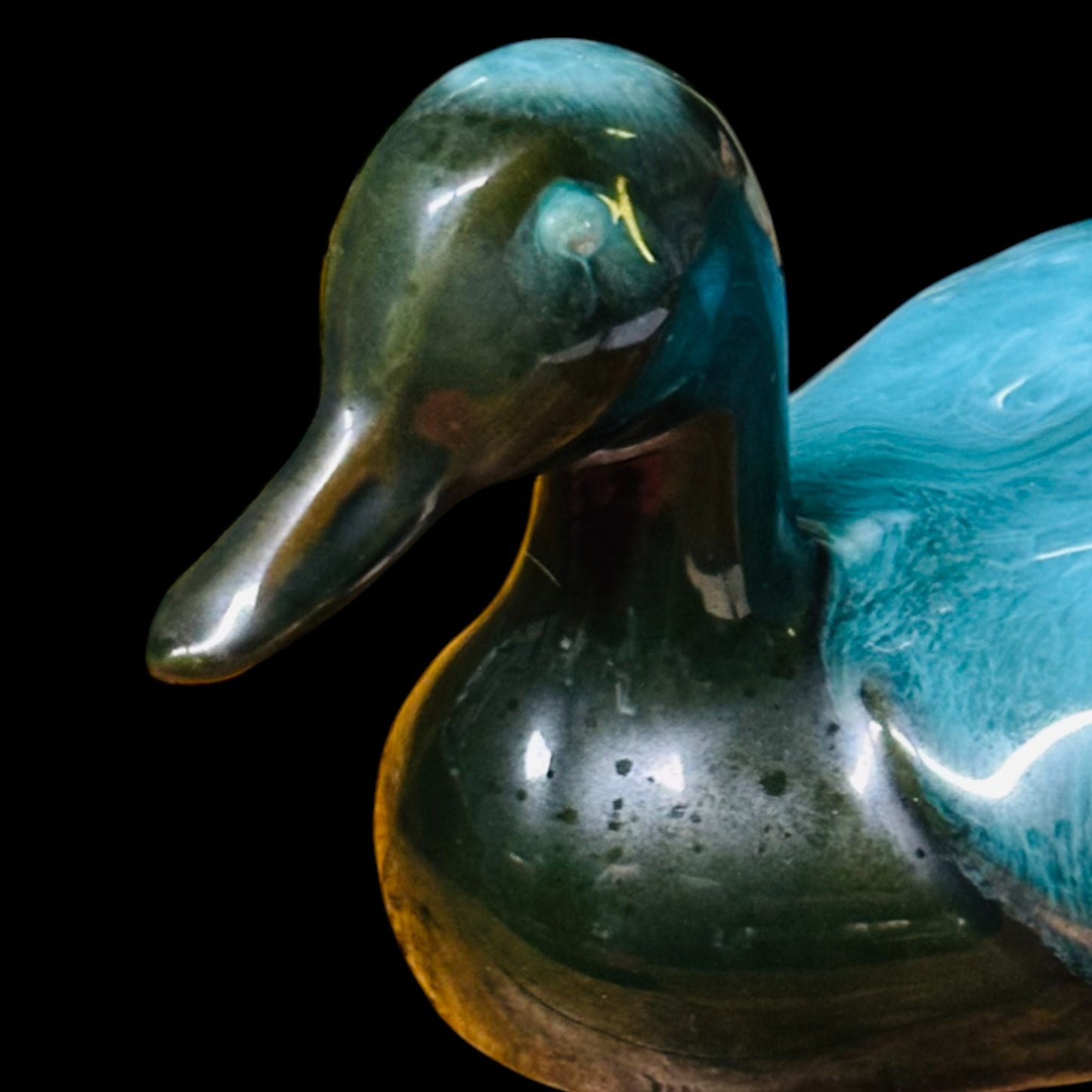 Blue Mountain Pottery Mallard Duck Figurine Vintage Canadian Drip Glaze