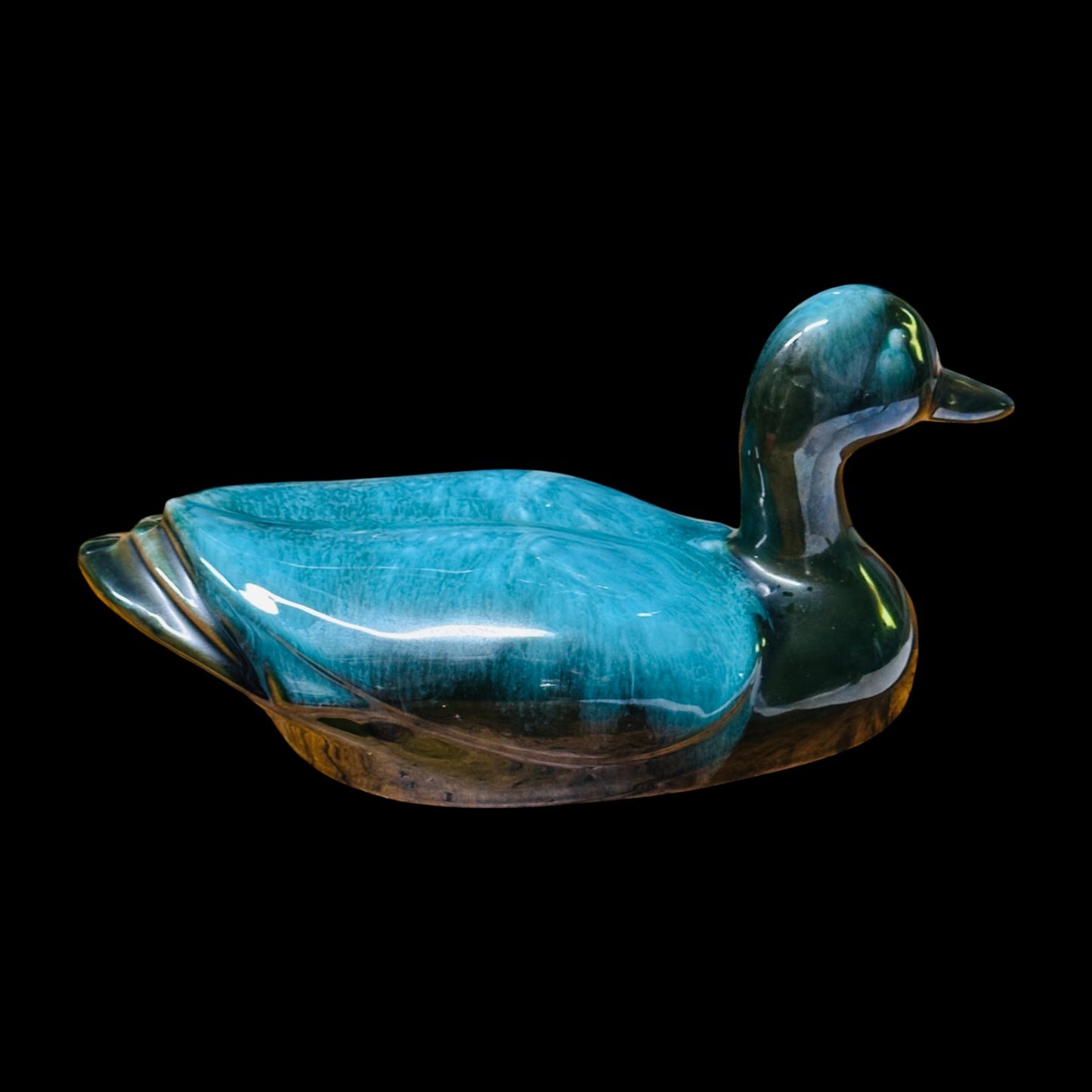 Blue Mountain Pottery Mallard Duck Figurine Vintage Canadian Drip Glaze