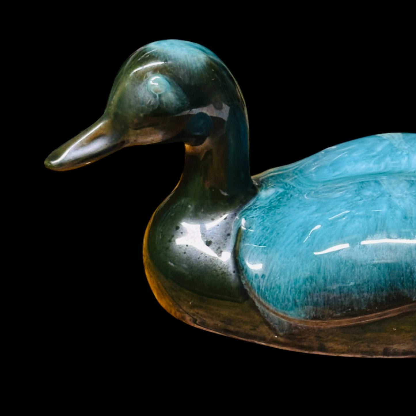 Blue Mountain Pottery Mallard Duck Figurine Vintage Canadian Drip Glaze