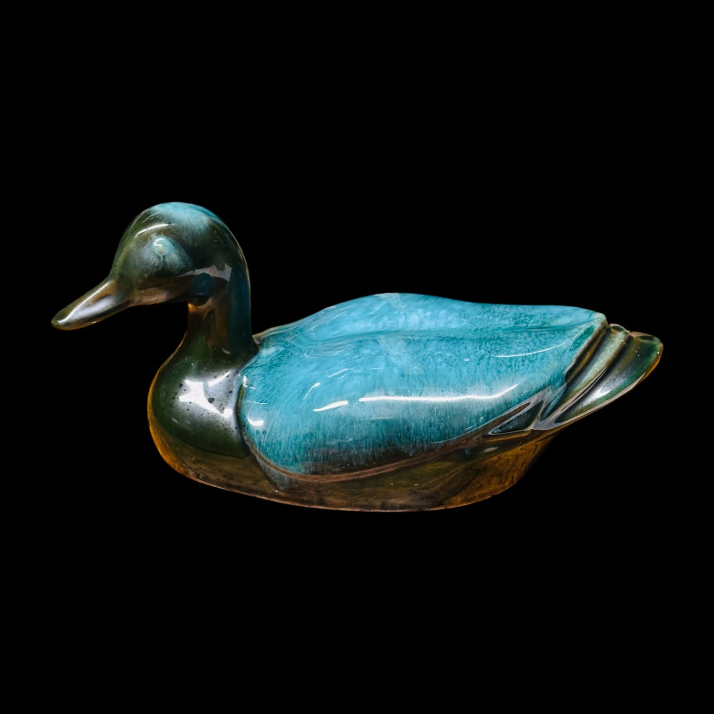 Blue Mountain Pottery Mallard Duck Figurine Vintage Canadian Drip Glaze