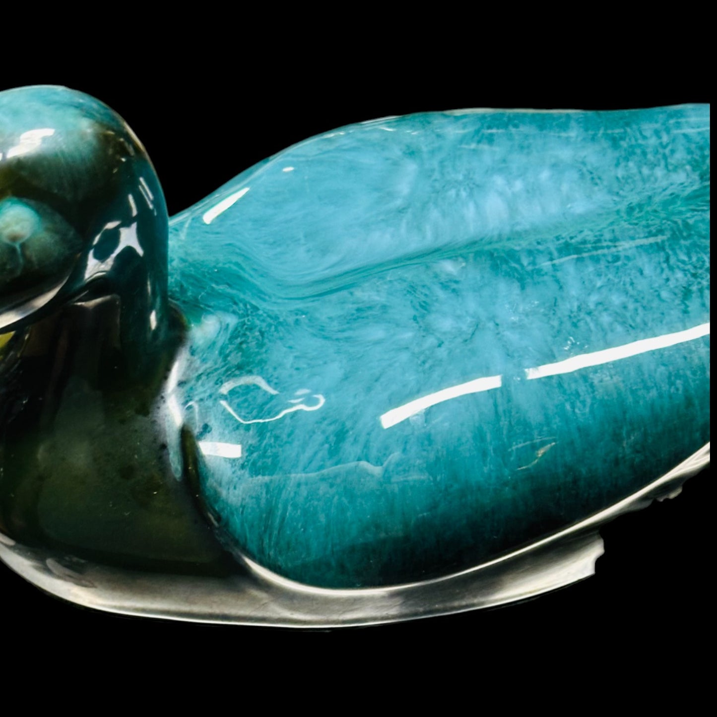 Blue Mountain Pottery Mallard Duck Figurine Vintage Canadian Drip Glaze