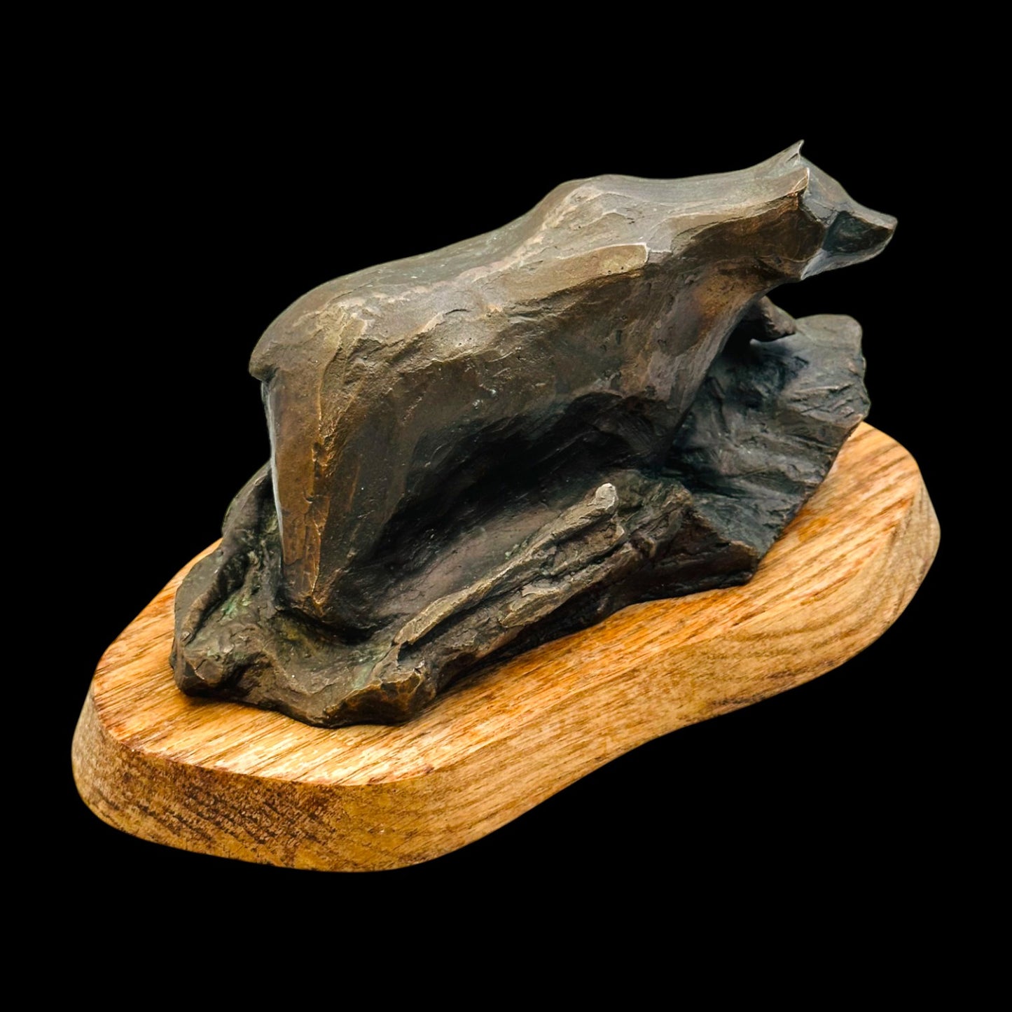 Handmade Bronze Grizzly Bear Statue on Wood Base Kelowna BC Alan Hunter