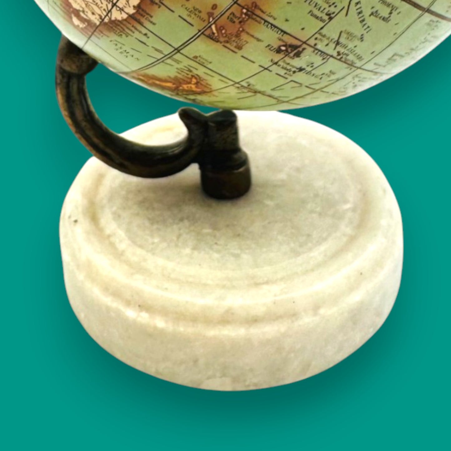 Vintage Style Globe White Marble Base Sepia Aged Look Collectible