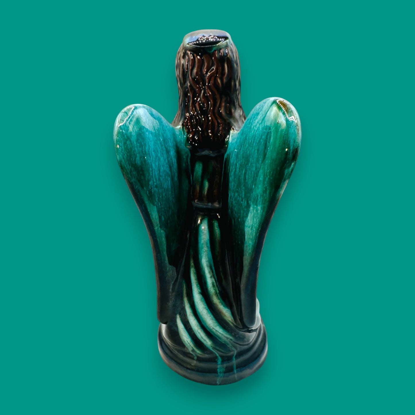 Blue Mountain Pottery Angel Candle Holder Vintage Canadian Drip Glaze