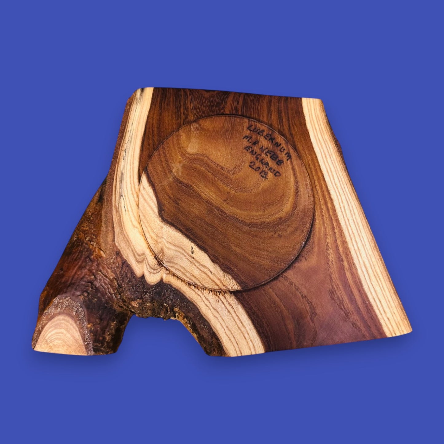 Laburnum Crotch Wood Bowl – Artisan-Crafted Natural Edge Centerpiece
