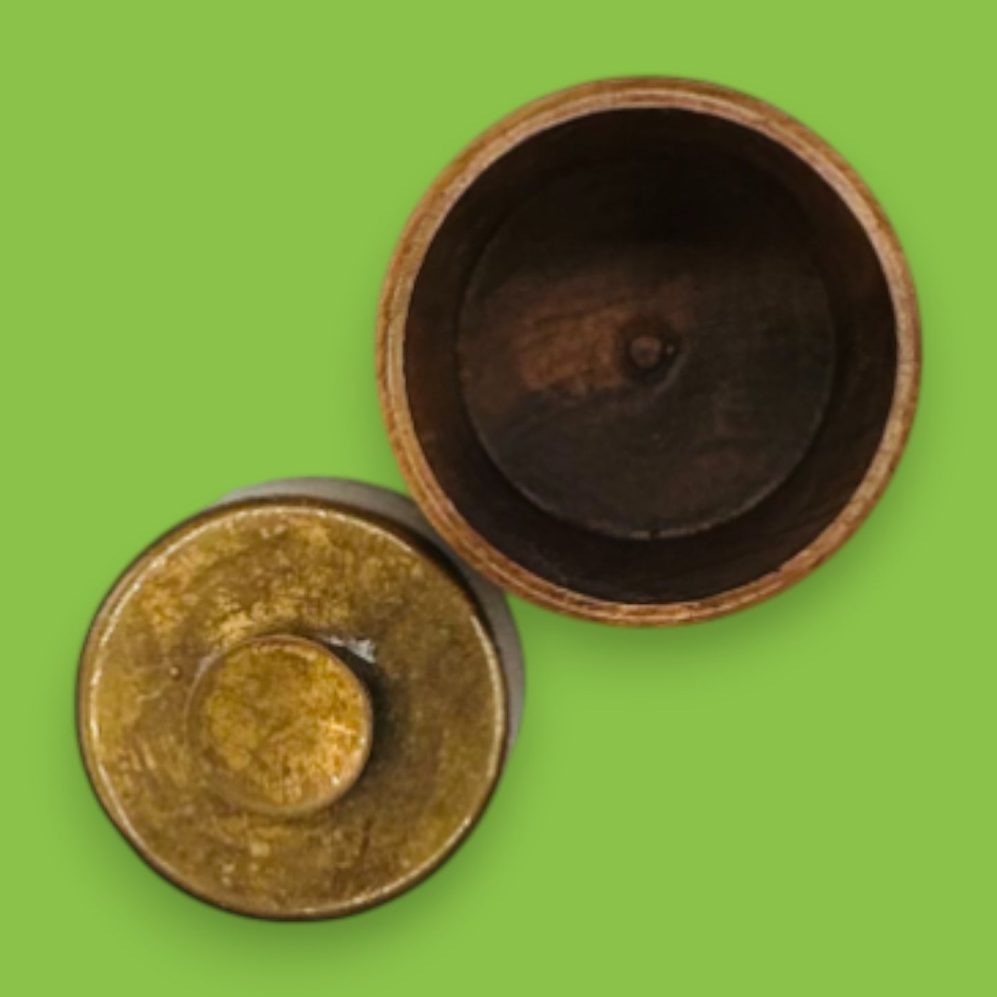 Vintage Wooden Jar with Brass Lid – Machined Detailing
