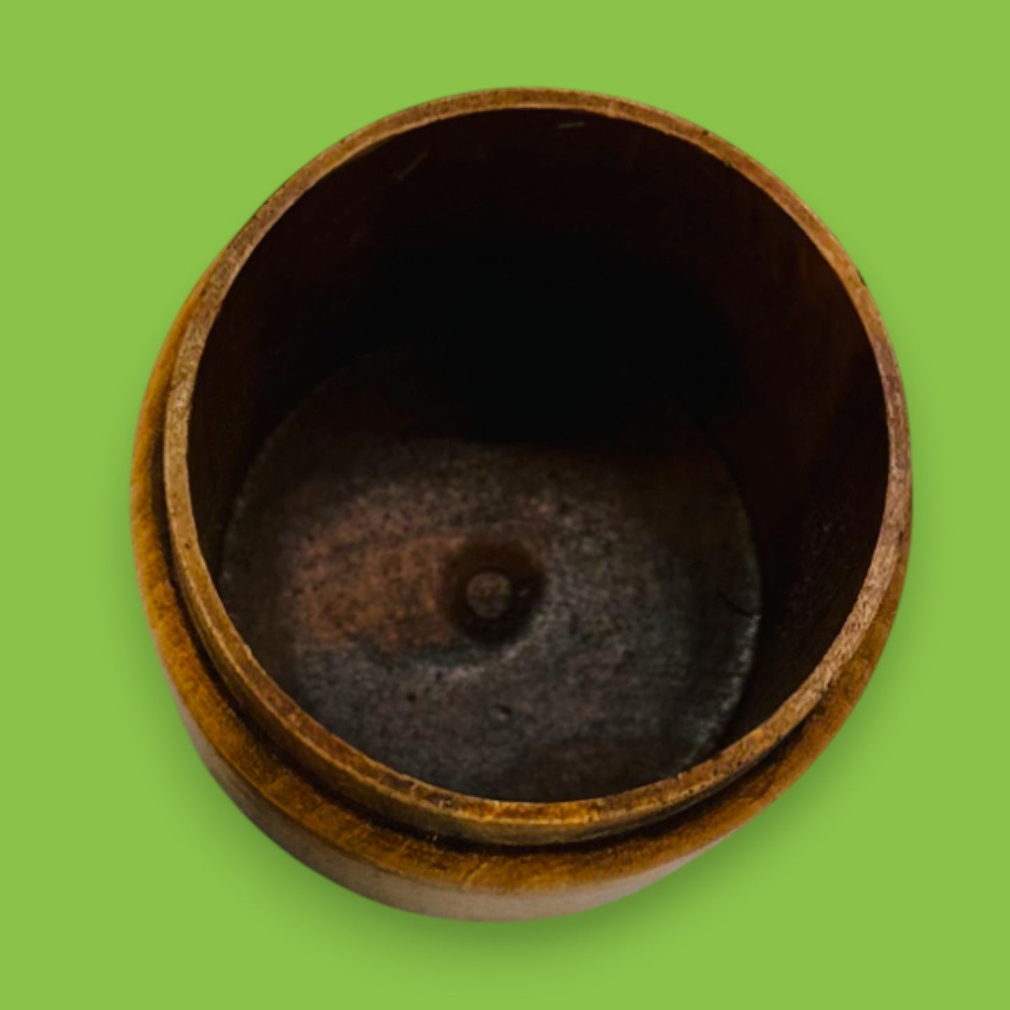 Vintage Wooden Jar with Brass Lid – Machined Detailing
