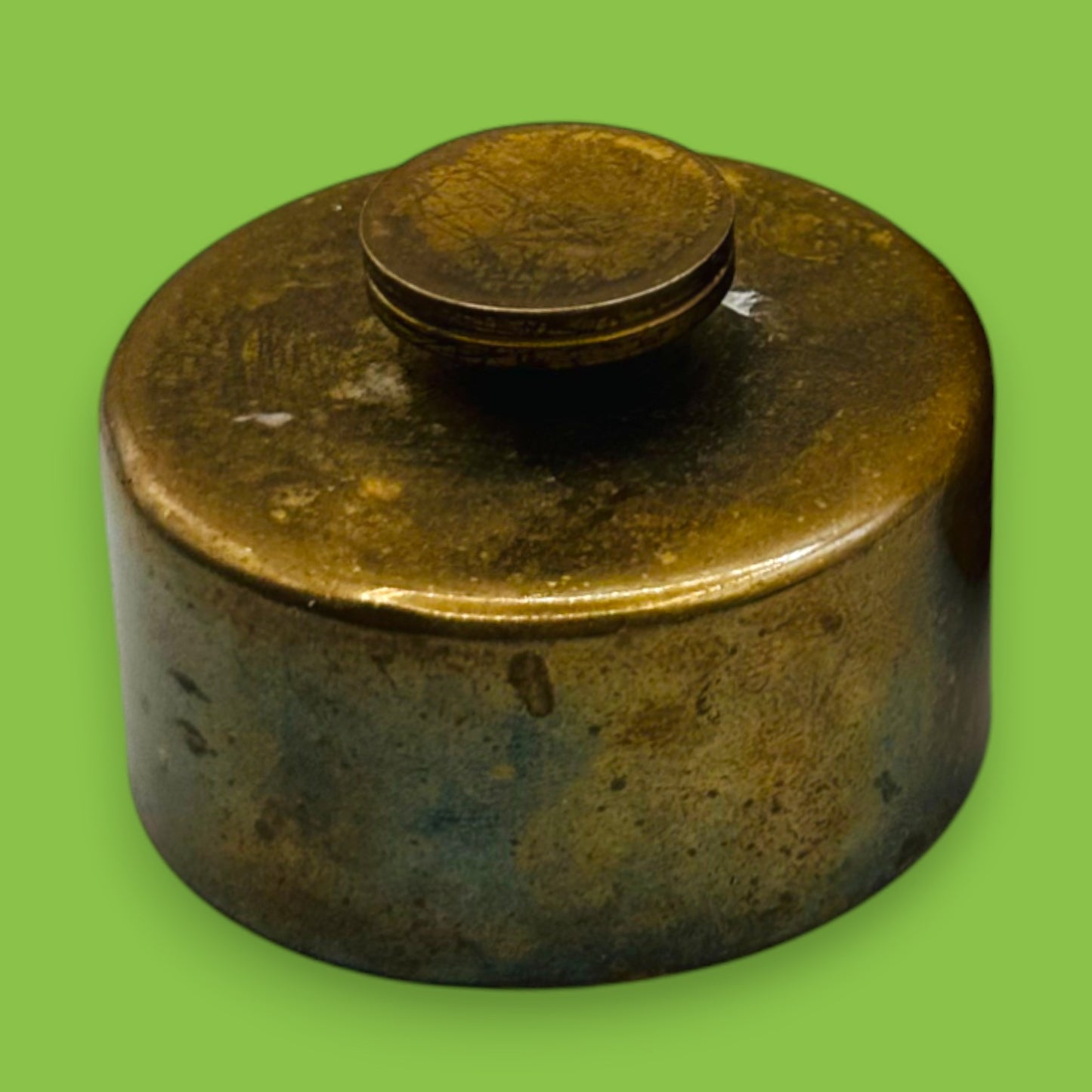 Vintage Wooden Jar with Brass Lid – Machined Detailing
