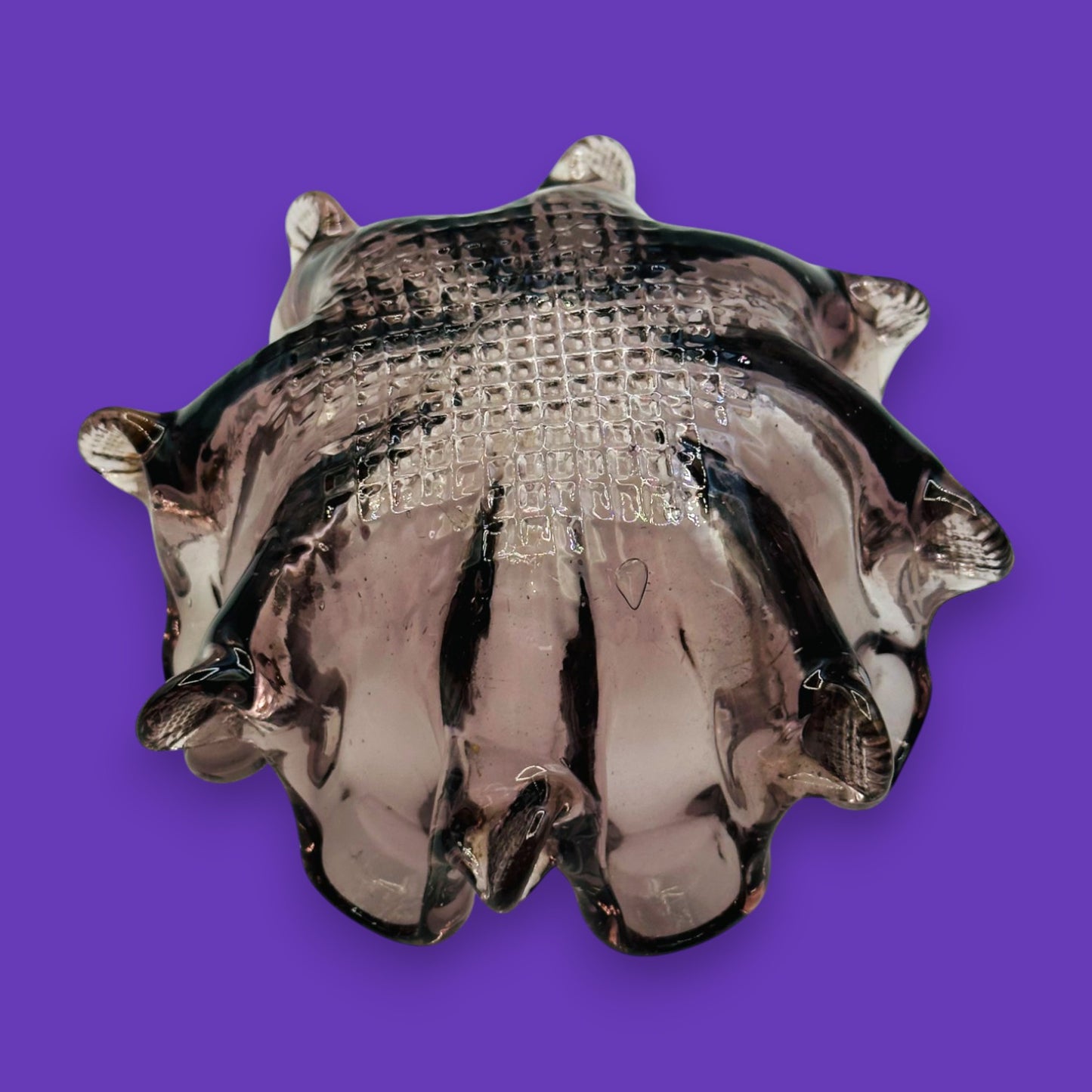 Vintage Murano Purple Finger Bowl Amethyst Art Glass Italy