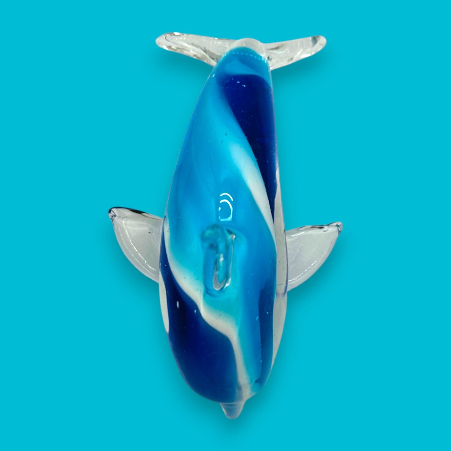 Vintage Handblown Blue Glass Dolphin Figurine