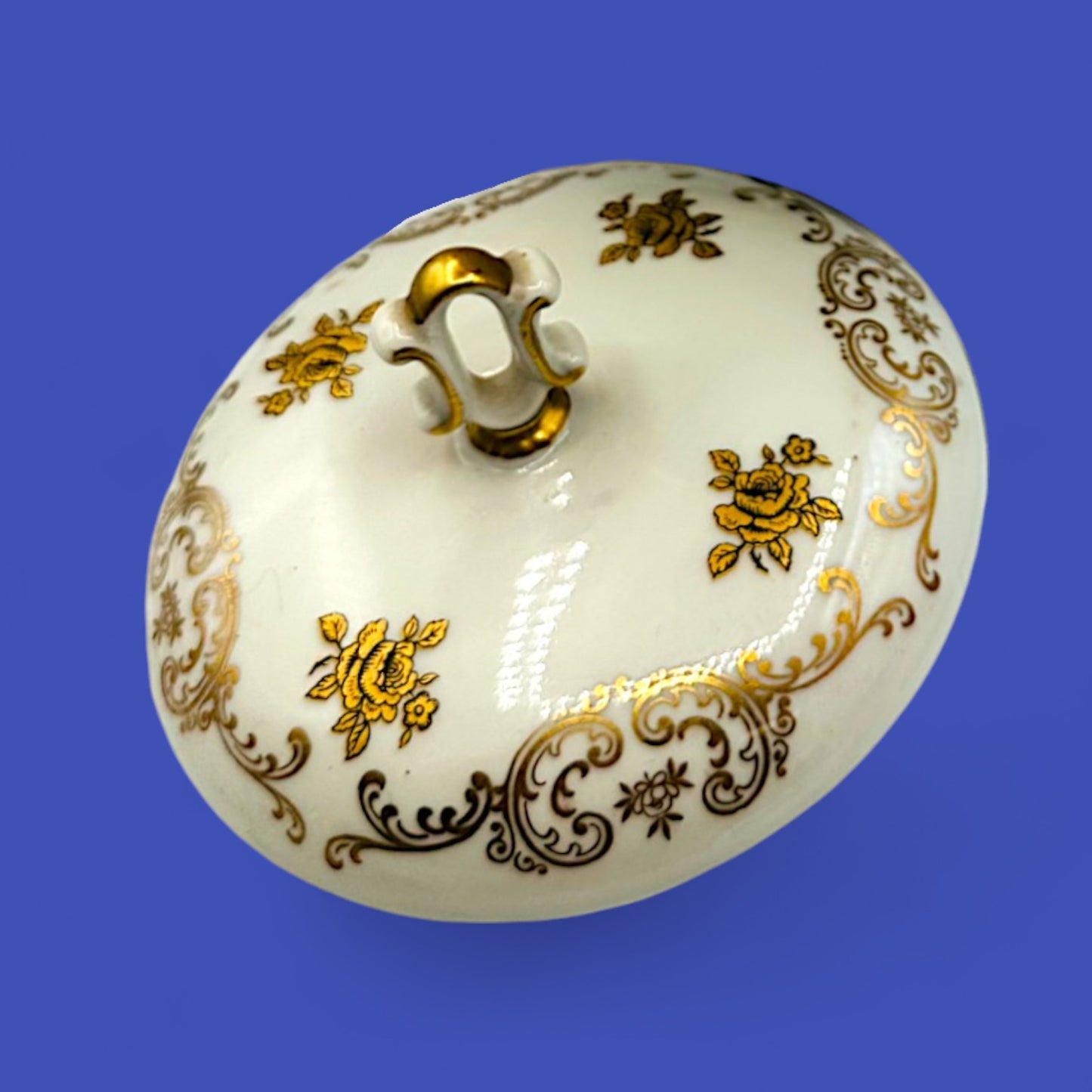 Hollywood Regency Reichenbach Porcelain Candy Dish with Marble Base