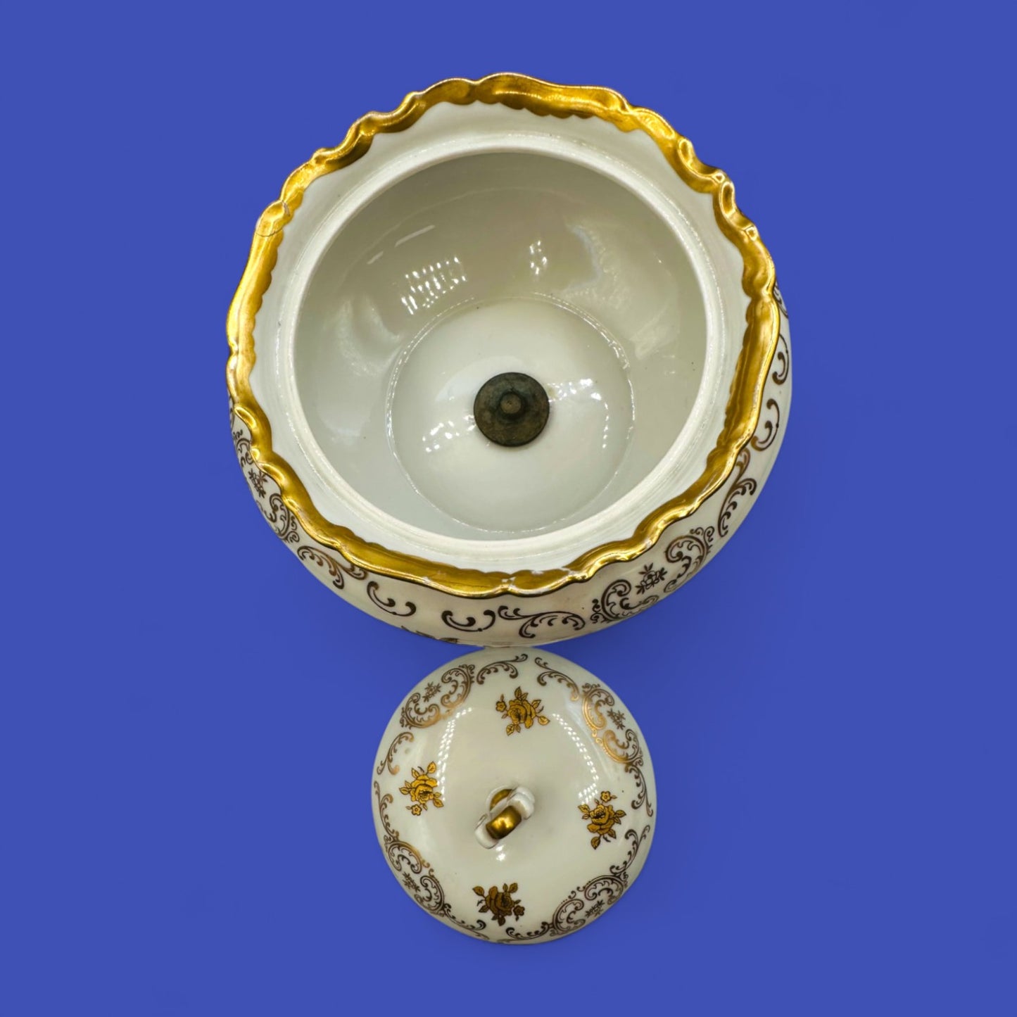 Hollywood Regency Reichenbach Porcelain Candy Dish with Marble Base