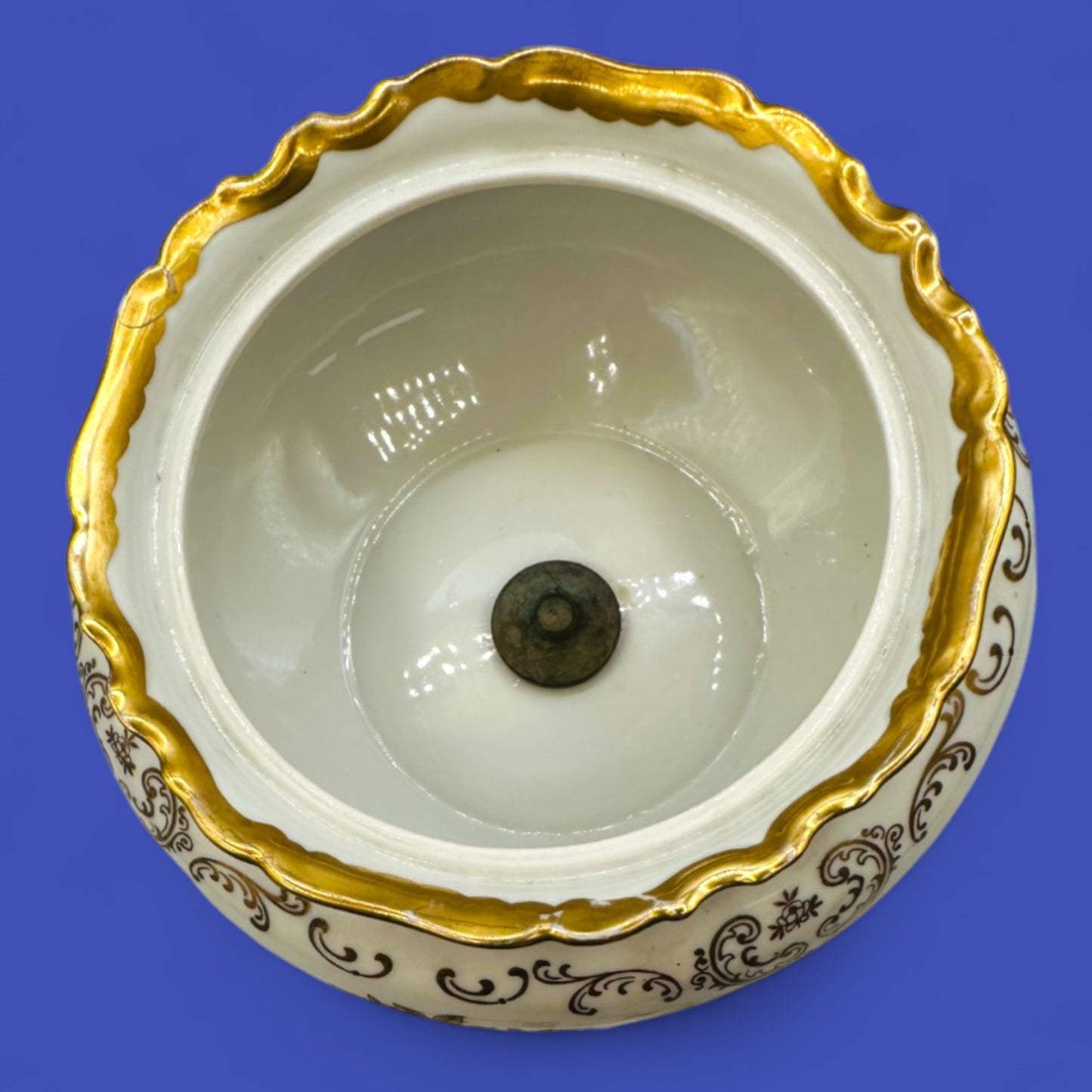 Hollywood Regency Reichenbach Porcelain Candy Dish with Marble Base