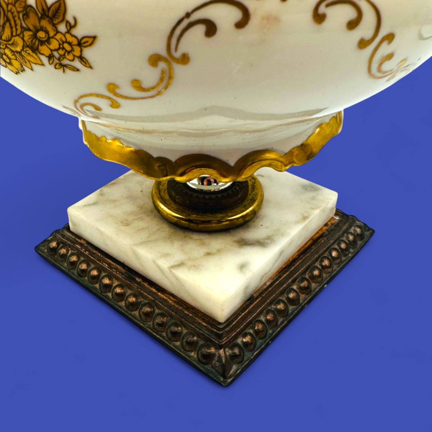 Hollywood Regency Reichenbach Porcelain Candy Dish with Marble Base
