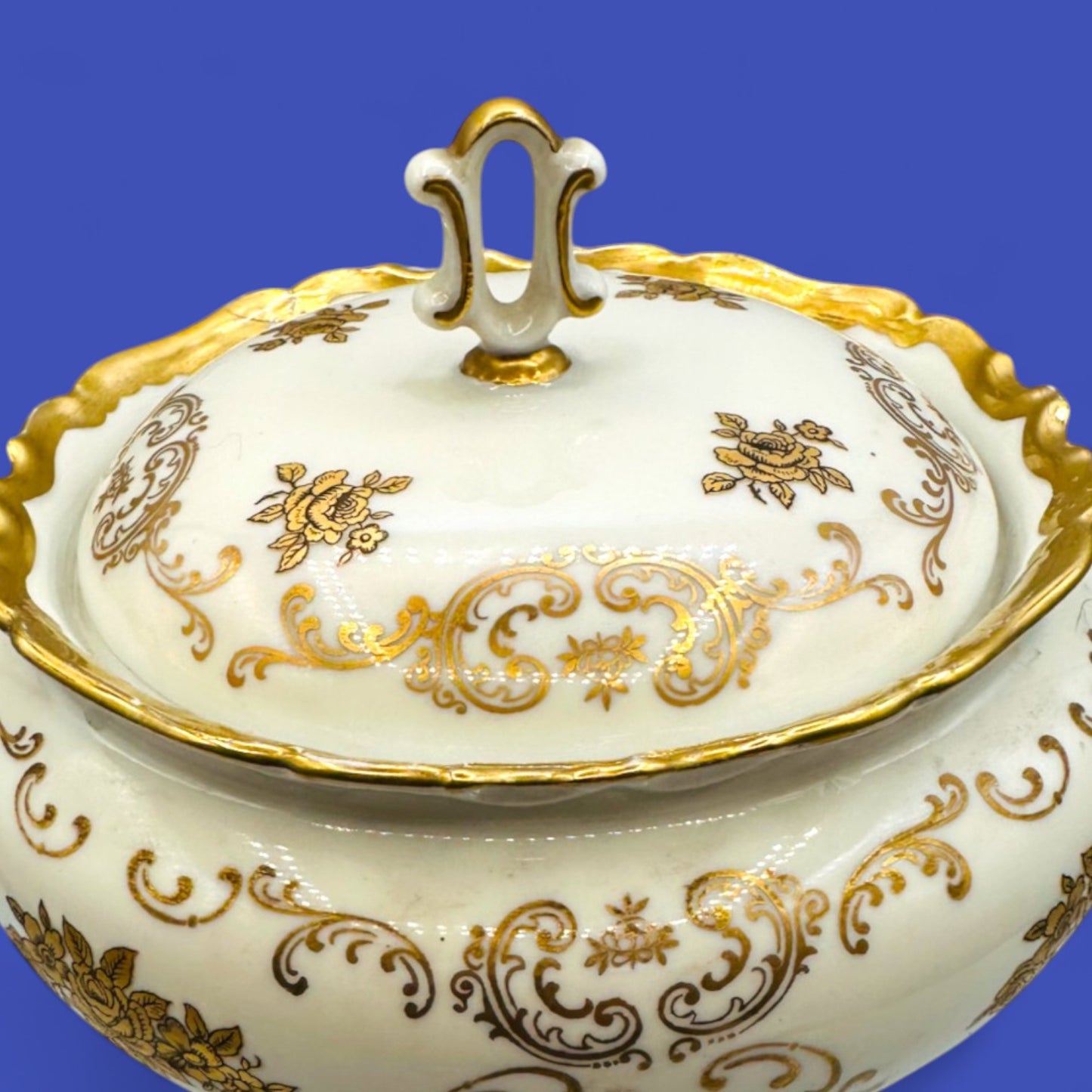 Hollywood Regency Reichenbach Porcelain Candy Dish with Marble Base