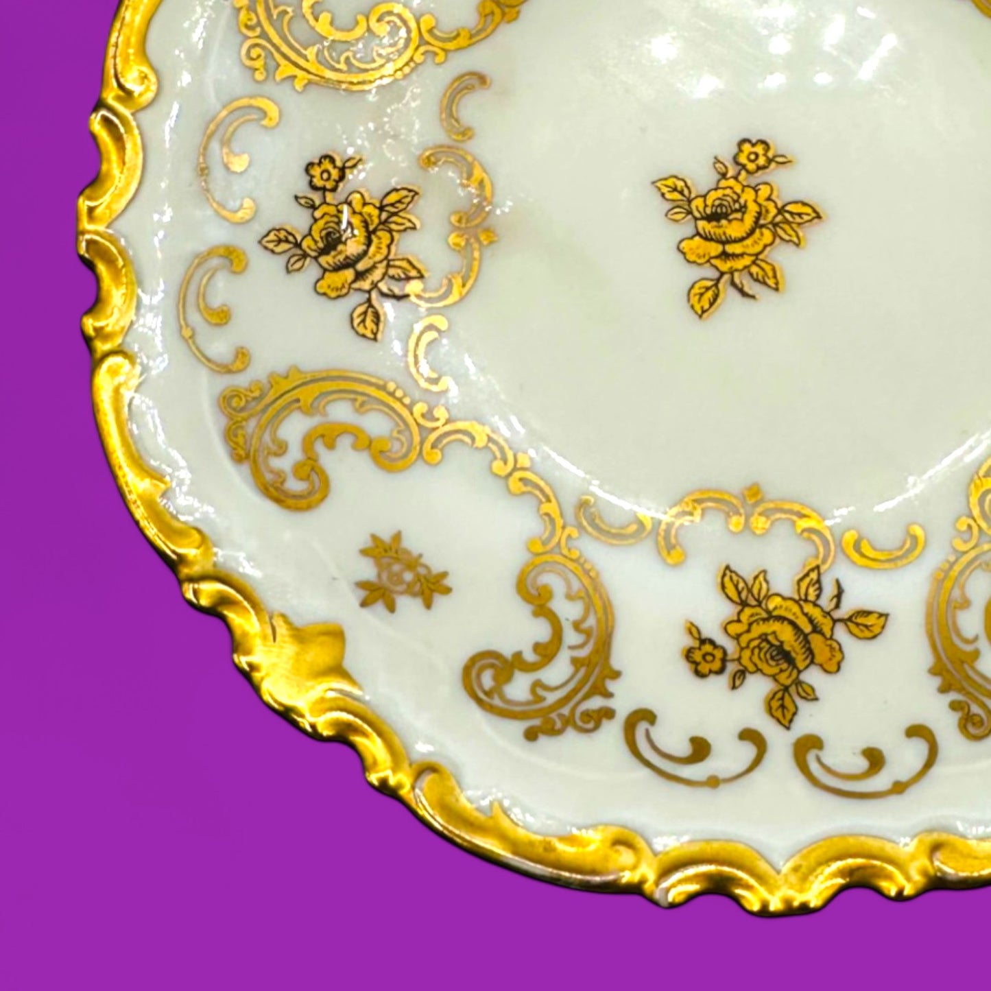 Vintage Porcelain Dish with Gold Trim – Hollywood Regency Style - MCM
