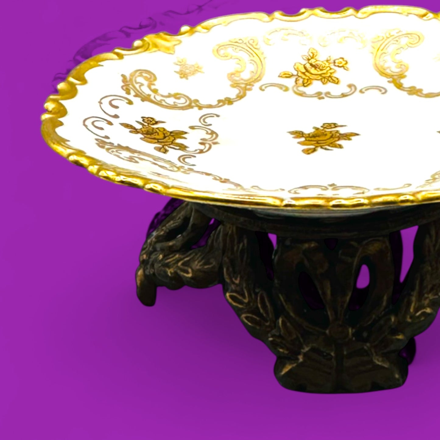 Vintage Porcelain Dish with Gold Trim – Hollywood Regency Style - MCM