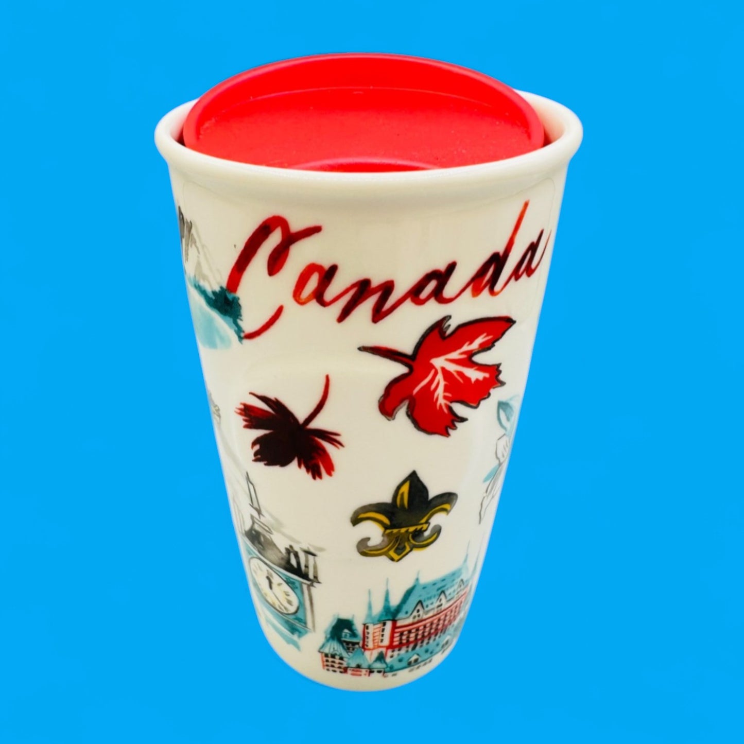 Starbucks Canada Ceramic Travel Mug with Red Lid Replacement Mug