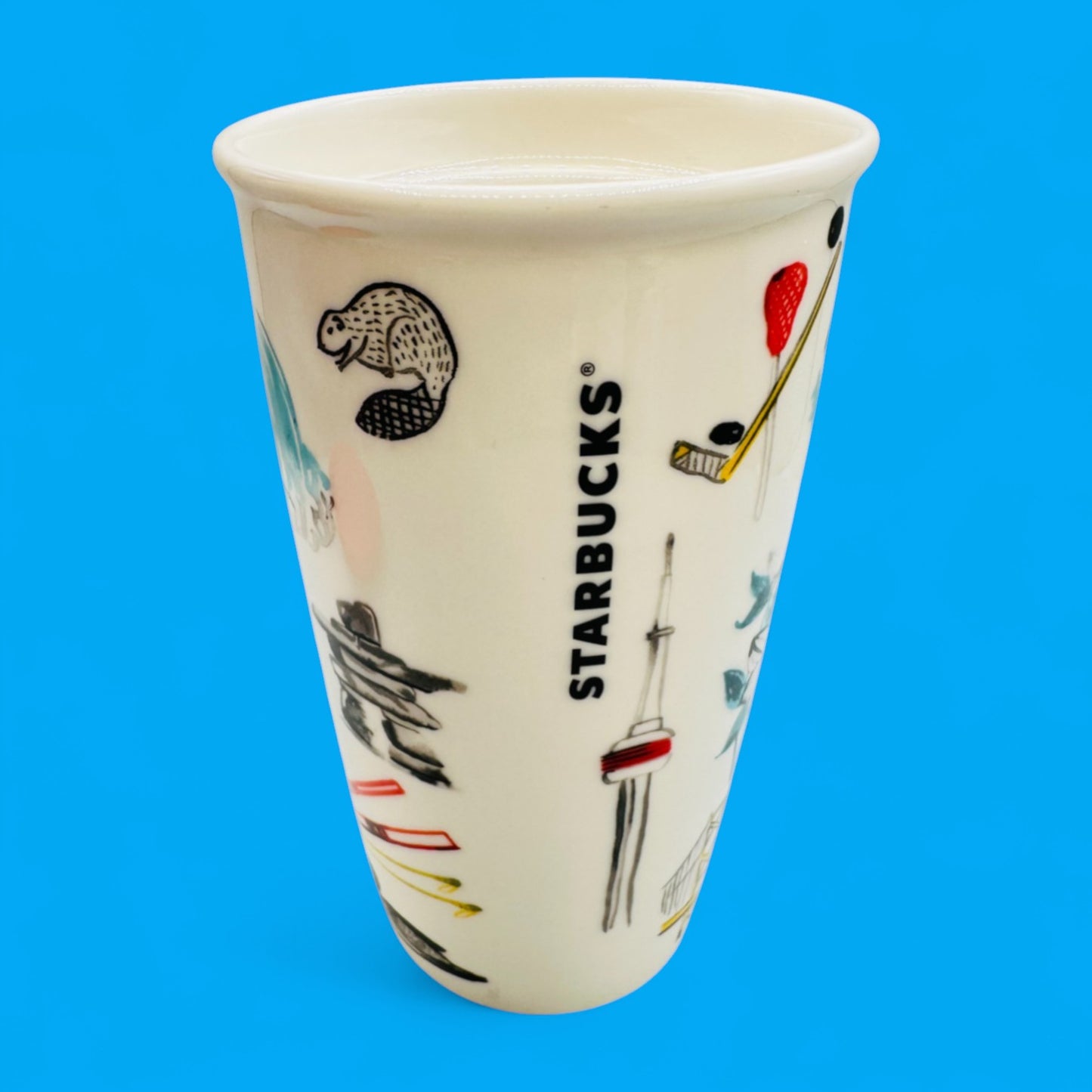 Starbucks Canada Ceramic Travel Mug with Red Lid Replacement Mug
