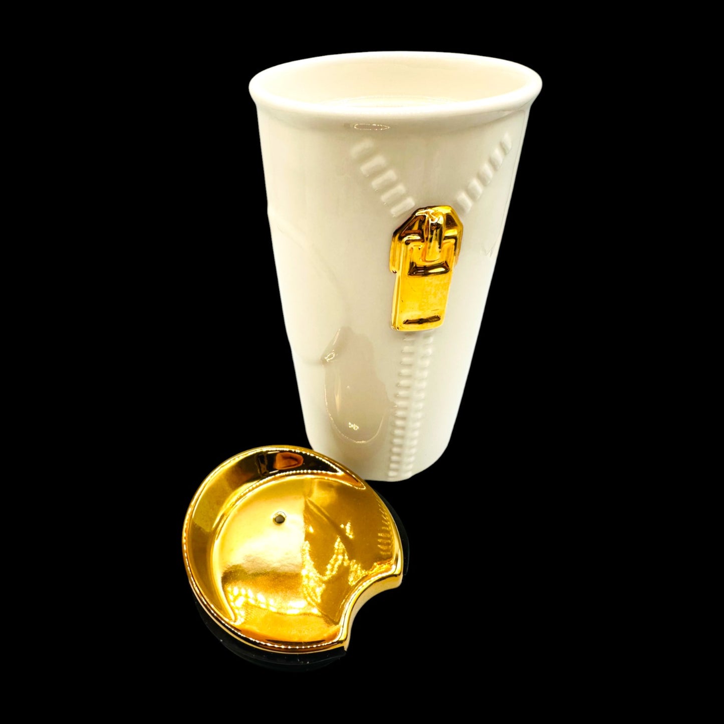 Starbucks 2015 Gold Zipper Ceramic Travel Mug 10 fl oz / 296 ml Replacement Mug