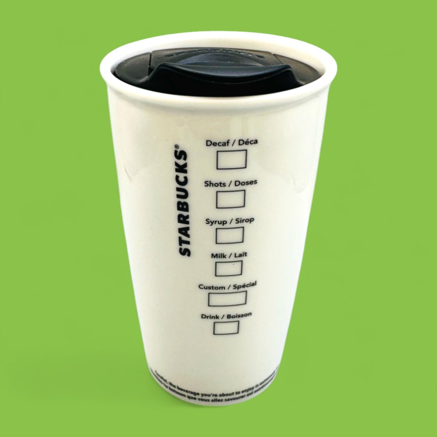 Starbucks Siren Logo Ceramic Travel Mug with Black Lid Replacement Mug