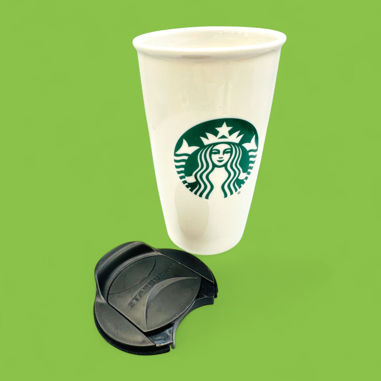 Starbucks Siren Logo Ceramic Travel Mug with Black Lid Replacement Mug