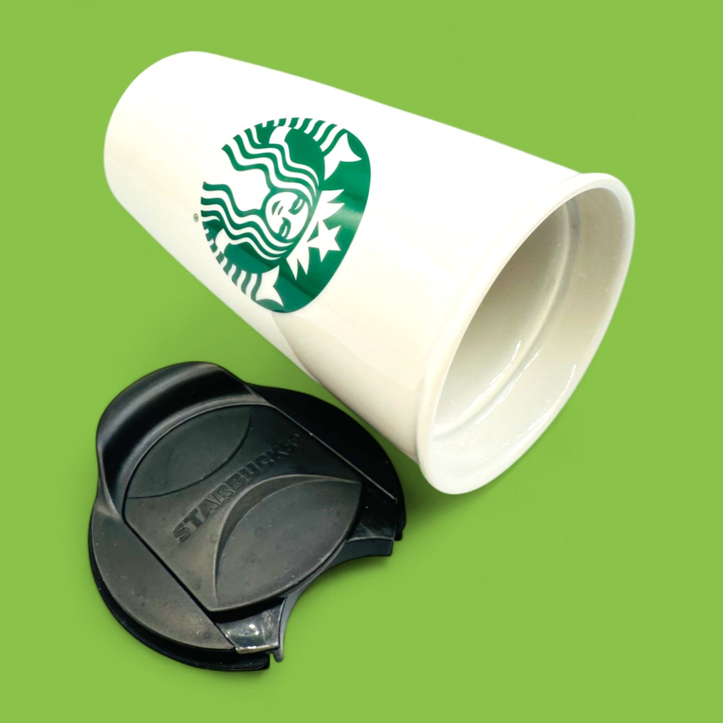 Starbucks Siren Logo Ceramic Travel Mug with Black Lid Replacement Mug