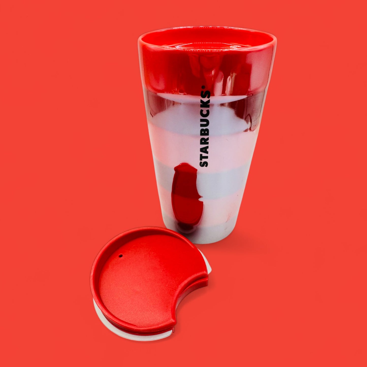 Starbucks 2021 Holiday Red Striped Ceramic Mug 12 fl oz / 355 ml Replacement Mug
