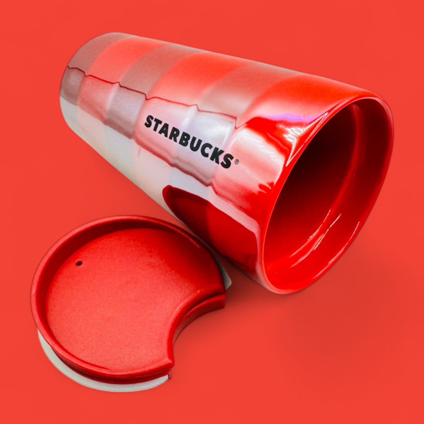 Starbucks 2021 Holiday Red Striped Ceramic Mug 12 fl oz / 355 ml Replacement Mug