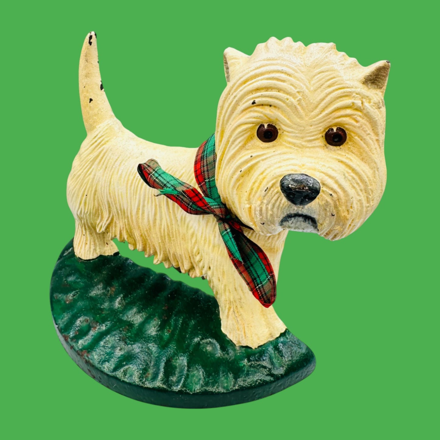 Vintage Cast Iron White Scottie Dog Door Stop